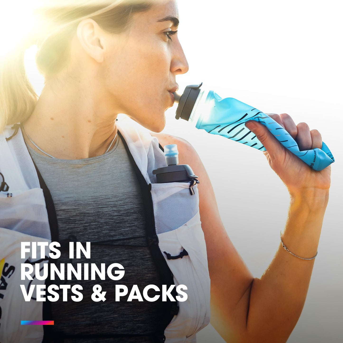 HydraPak UltraFlask Speed 500ml 2-Pack Collapsible Soft Flask Water Bottle for Hydration Vests and Running Packs with Easy Open Cap (500ml / 17oz)