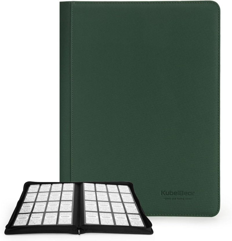 Card Binder - 1024 Capacity Zippered Trading Card Holder | Acid-Free, Durable Storage for MTG & Sports Cards (Green Dots, 16 Pocket)