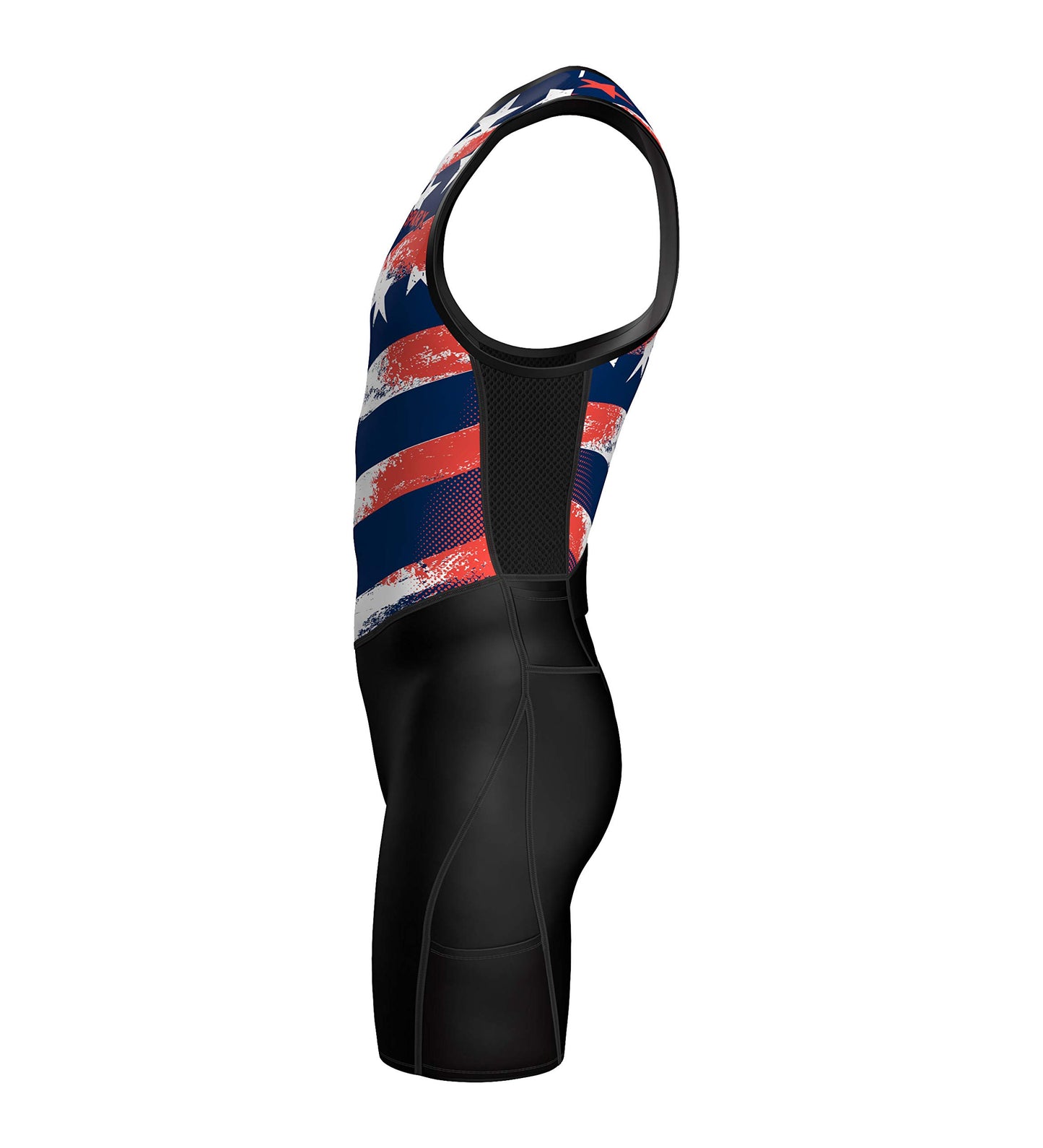Sparx Men's Premium Triathlon Suit – Padded, Quick-Dry, Compression Fit, Lightweight Tri Suit for Swim, Bike, Run Race & Training (3XL, US_Flag)