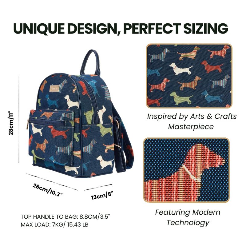 Signare Tapestry Women Backpack Rucksack Casual Daypack With Dachshund Dog (DAPK-DACH)