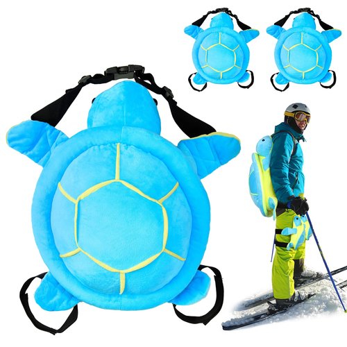 Junkin 3 Pcs Turtle Butt Pads for Snowboarding Ski Protective Gear Set Cute Turtle 3D Hip Protectors for Skating Tortoise Cushion Padded Turtle Knee Pad for Kid Adult Skiing Roller Protection (Blue)