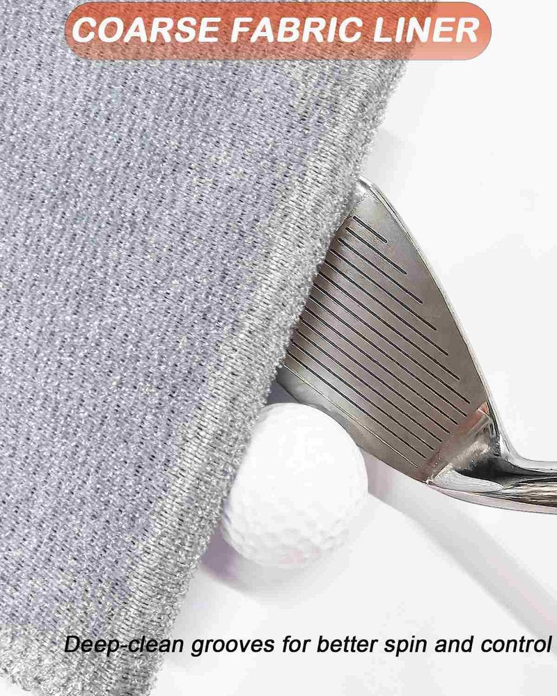 BUMOVE Golf Club and Ball Cleaning Pouch with Attached Towel, Portable Cleaner Bag for Cleans Club Grooves, Waterproof Clean Face Technology Liner - can Store Water, Detachable Clip (Black)