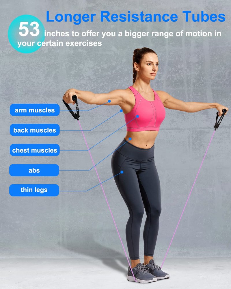 Resistance Bands Set with Handles for Women, Exercise Bands for Working Out with Door Anchor, for Weight Training, Physical Therapy