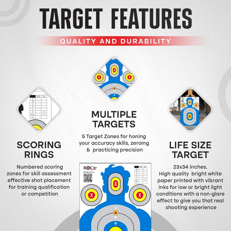 Silhouette Paper Shooting Targets - Extra Large 23 x 34 in High-Visibility Anti-Glare Design | 20 Pack for Rifle, Pistol, BB & Pellet Guns