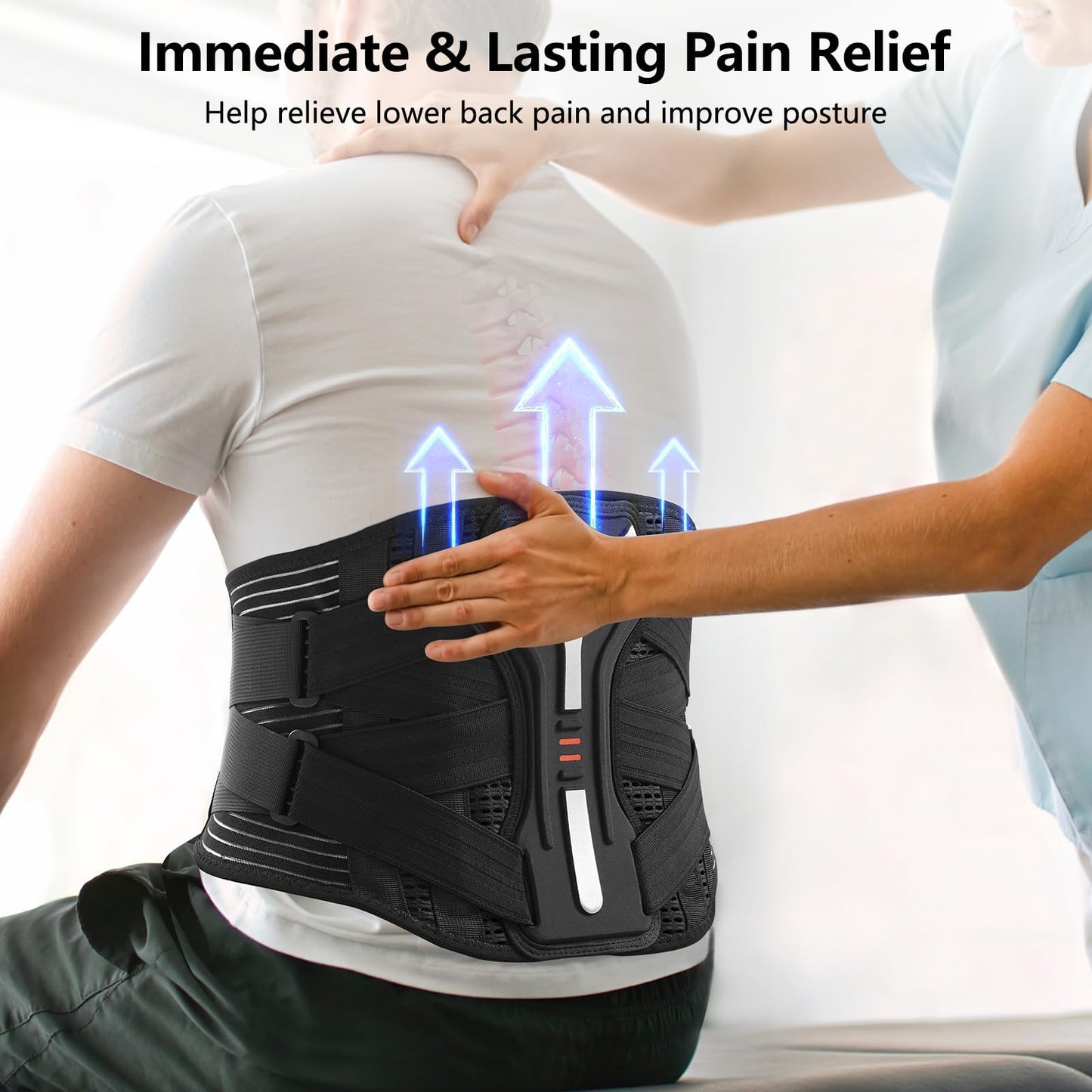 SueStar Back Brace for Lower Back Pain Relief with Y-Shaped Bionic Support System, Breathable Mesh Fabric Lumbar Support Belt for Men/Women, Immediate Relief from Sciatica, Herniated Disc, Scoliosis