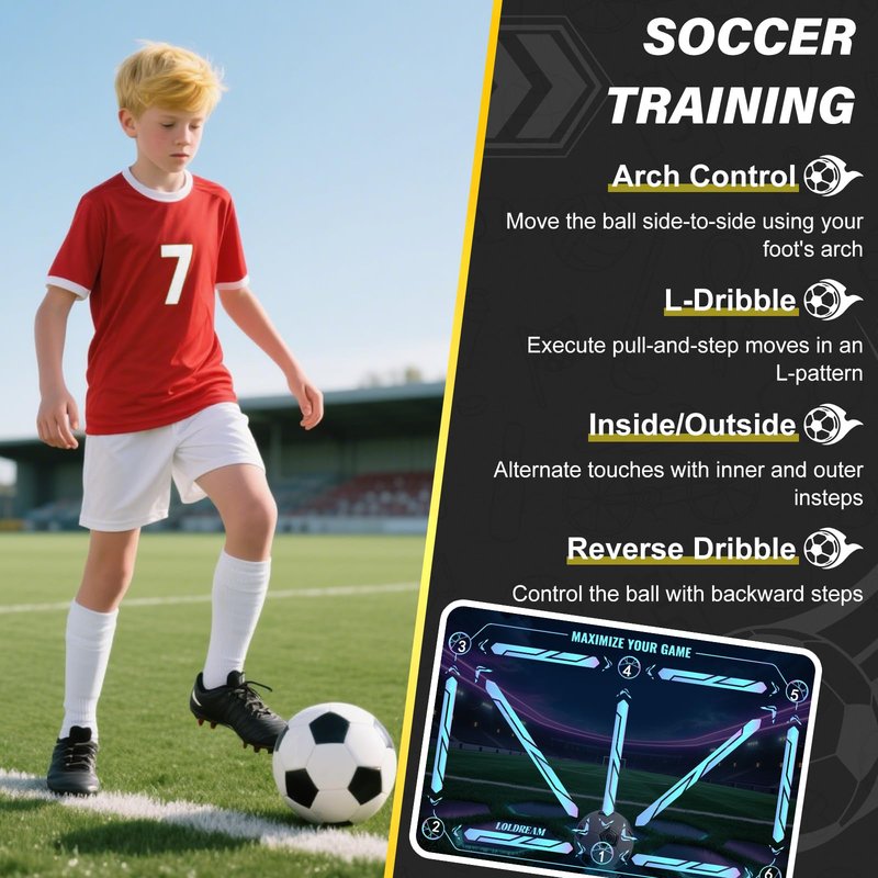Soccer Training Mat With Technique Video Soccer Training Equipment Includes Football Trainer And Grip Socks Soccer Gifts Improve Coordination Anti-Slip Silent Absorption Mat For Footwork Training