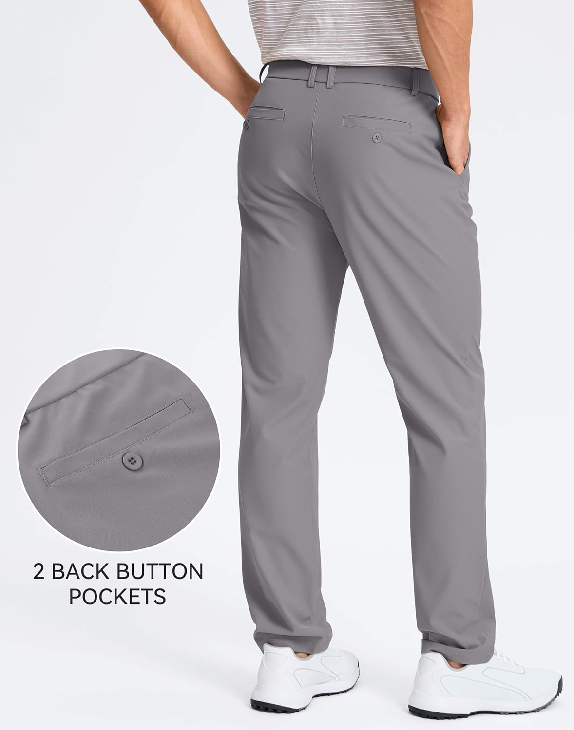 Men's Golf Pants - Comfy Stretch Dress Pants for Work & Casual Wear | Lightweight Quick-Dry Trousers with Pockets - Sizes 30/32/34