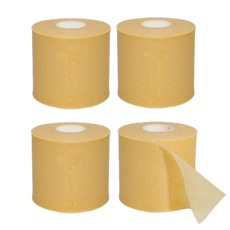 Dimora Pre Wrap Athletic, 4 Rolls Prewrap Headband for Hair, 120 Yards Foam Underwrap Athletic Tape, Best Padding for Underneath Sports Tape, 2.75 Inches x 30 Yards - Beige