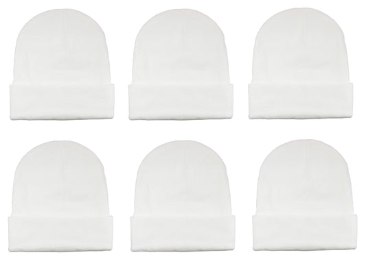 Gelante Unisex Knitted Winter Beanie Hat 6 Pcs -20-2040-White-6PC