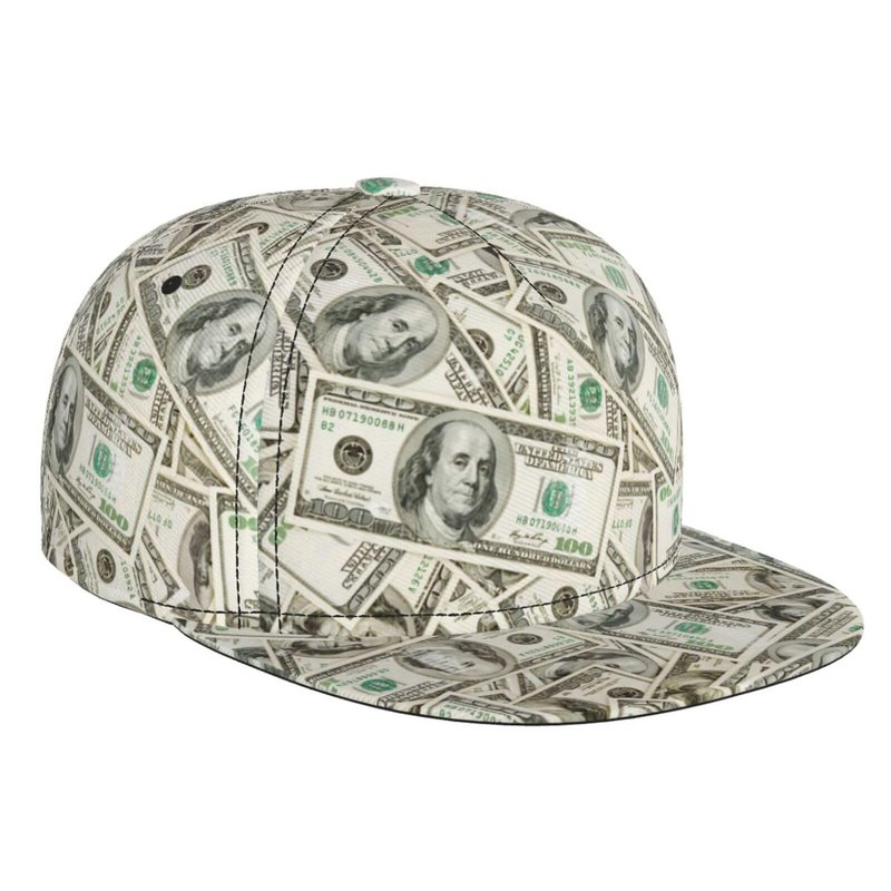 ZLRJYNG Us Dollar Money Baseball Cap for Men Women – Flat Brim Snapback Hat, Adjustable Casual Hat for Daily Wear & Street Style