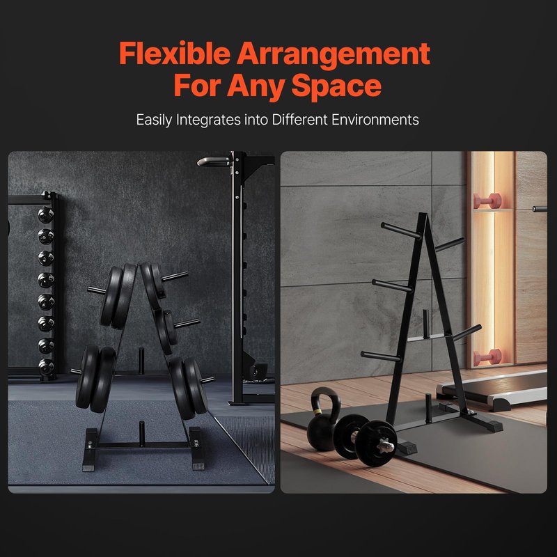 VEVOR Weight Plate Rack, A Frame Weight Plate Tree for 1-Inch Weight Plates, Standard Weight Plate Tree, 500 lbs Load Capacity Weight Storage Holder, Home Gym Barbell Rack Storage Stand, Black