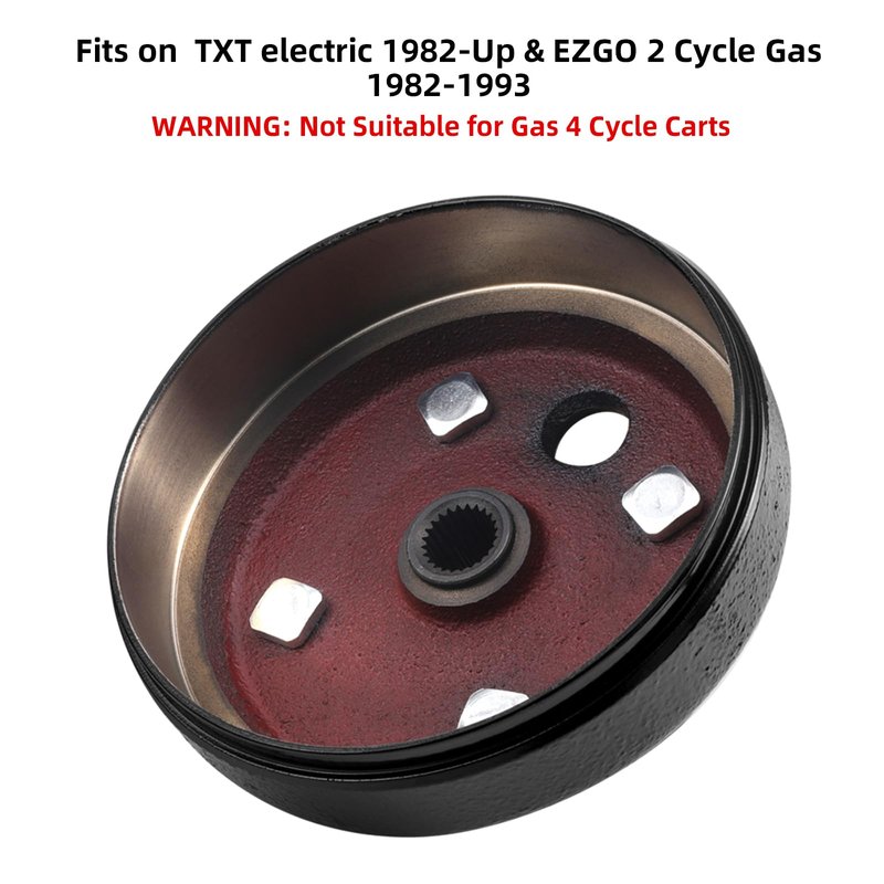 Roykaw Golf Cart Brake Drum Hub Assembly for EZGO TXT 1982-up 2 Cycle G&E Golf Carts, Heavy Duty Split Brake Drum Hub, Low Noise & Heat Resistance, OEM# 19186-G1P, 17082-G2, 17298-G1