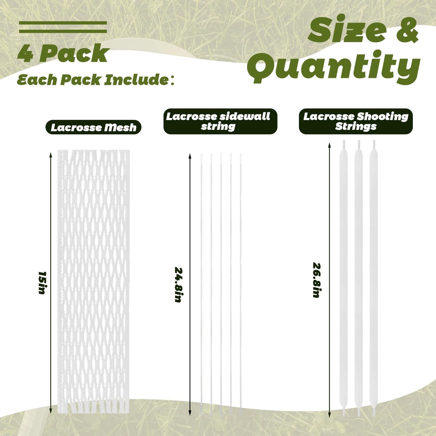Thenshop 4 Pack 36 Pcs Lacrosse Stringing Kit Semi-Soft Mesh Shooting String Shooting Lace Kits for Most Lacrosse Net Replacement Fixing