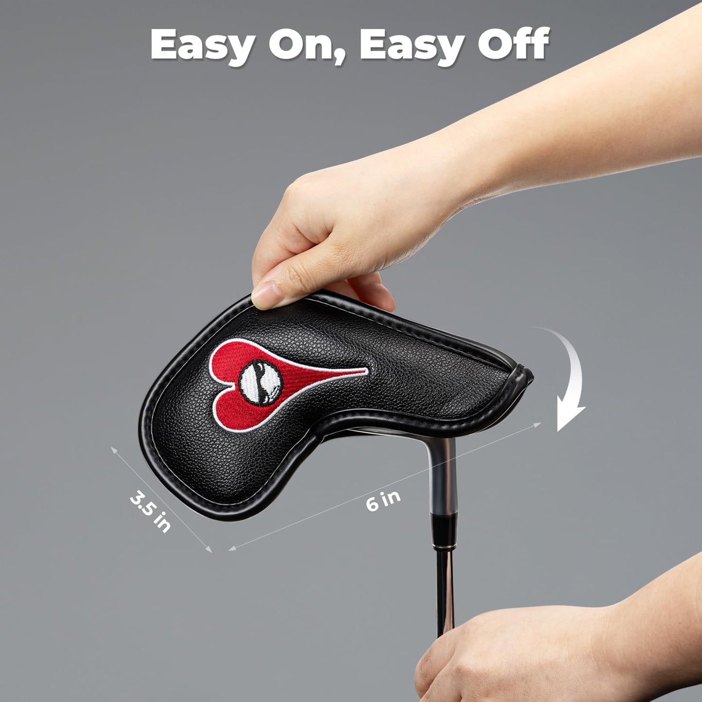 Golf Iron Covers Set of 10 with Golf Tee, Lucky Poker Design - Magnetic PU Leather Golf Club Head Covers | Embroidered Spades, Hearts, Clubs, Diamonds | Fits Most Irons, Fun Golf Gifts for Men