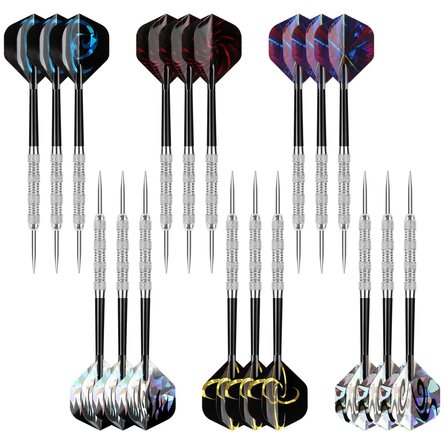 Accmor Metal Tip Darts, Steel Tip Darts, 14 Grams Professional Metal Darts, Darts Metal Tip Set, Metal Darts for Dartboard, 18 pcs ﻿
