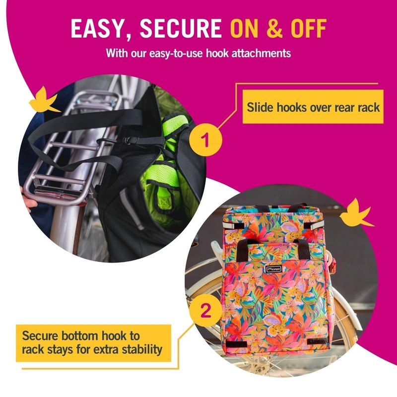 Po Campo Bags Bike Accessories – Orchard Grocery Pannier – Rear Rack Bicycle Storage Bag – Waterproof, Large Bicycle Pannier for Shopping, Urban Commuting, Travel (Meadow)