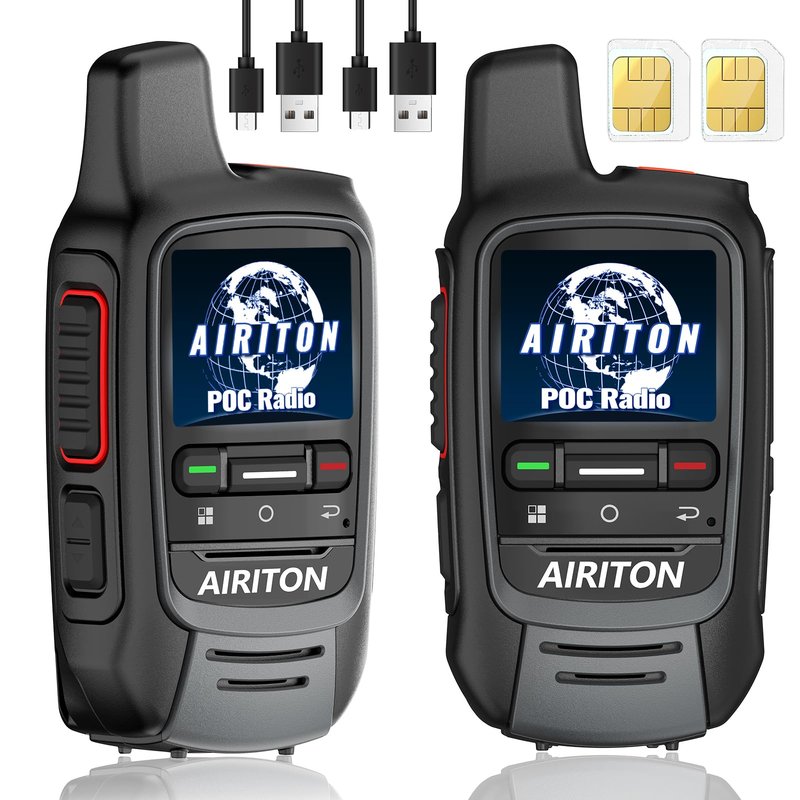 Walkie Talkies Fast Radio Unlimited Range Nationwide 4G Long Distance 5000 Miles Handheld POC Two Way Radio with Headset Push to Talk Over Cellular Radio Long Range Walkie talkies (2 with SIM Card)