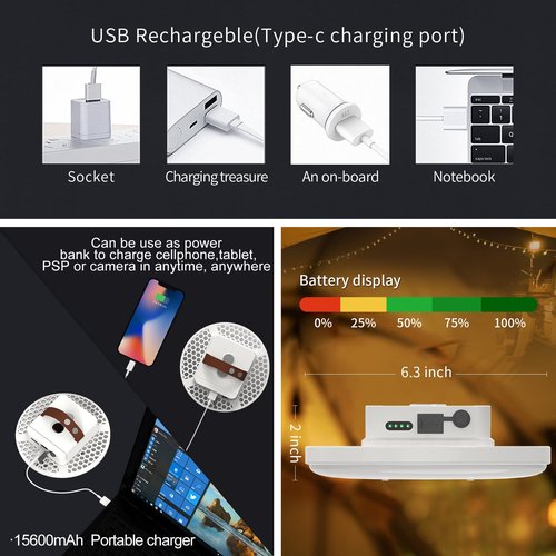 Tent Light Rechargeable Hanging Flashlight Ultra Bright Led Camping Lantern with Waterproof Portable Tent Lamp for Camping Emergency Usage(Infinite Dimming)