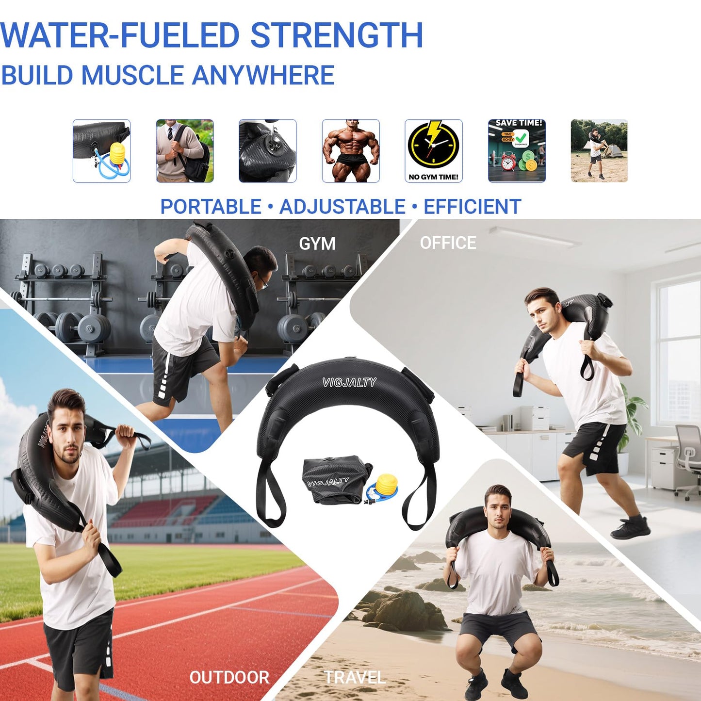 Aqua Bags-Water weight Bag Up to 38lbs - Unstable Core Water Weight Ball, Adjustable Workout Sandbag Alternative for Full-Body Exercise, Portable Stability & Balance Trainer for Instability Training