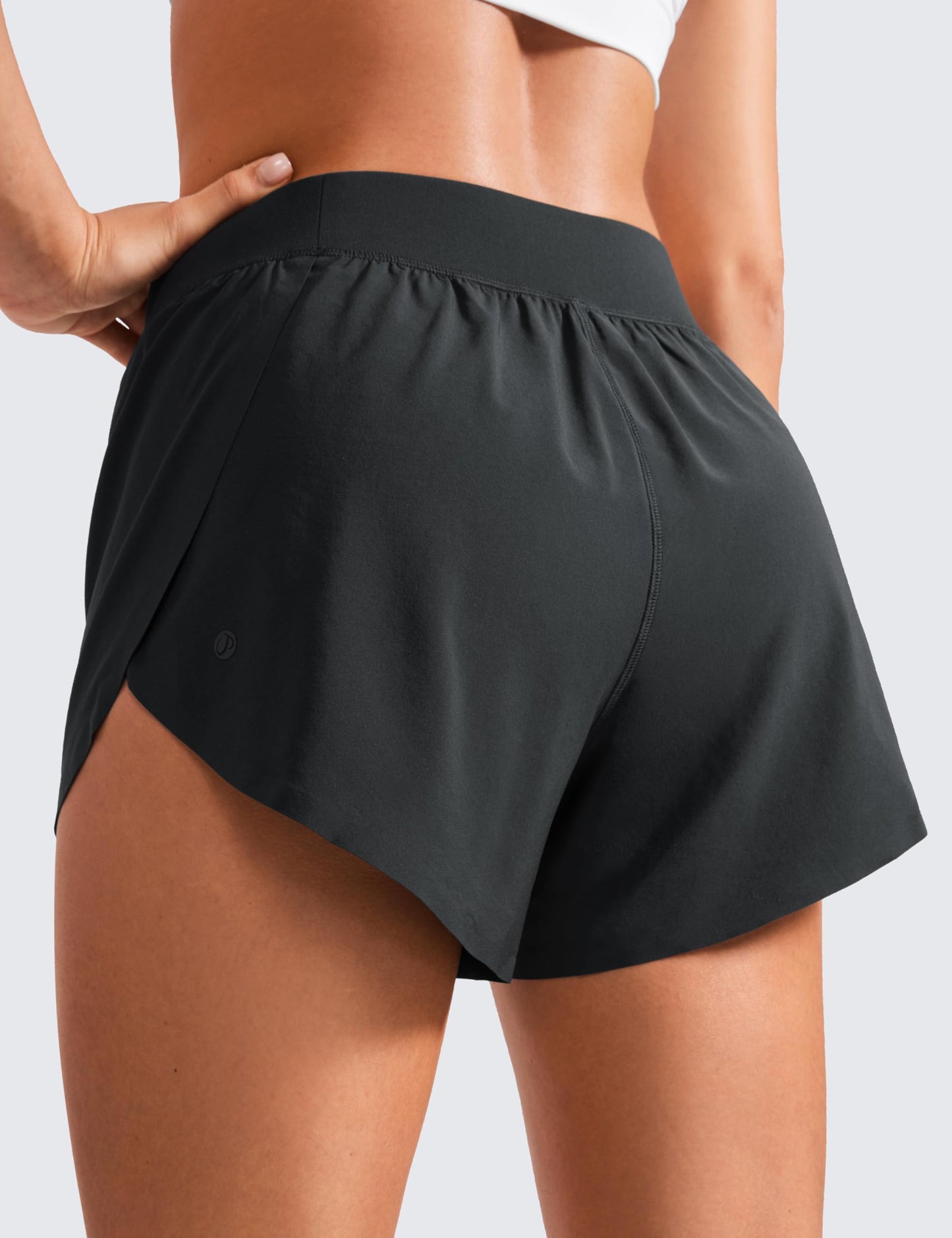 CRZ YOGA Mid Waisted Split Running Shorts 4" Mint Moment Small