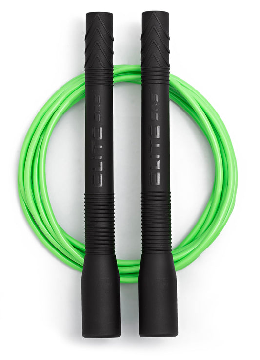 Elite SRS Fit Rope or Fitness - Premium 4mm Pvc Speed Jump Rope - Indoor and Outdoor Exercise - Adjustable Cables, Aerobic Exercise, Gym & Home Fitness Workouts & More - Black/Signal