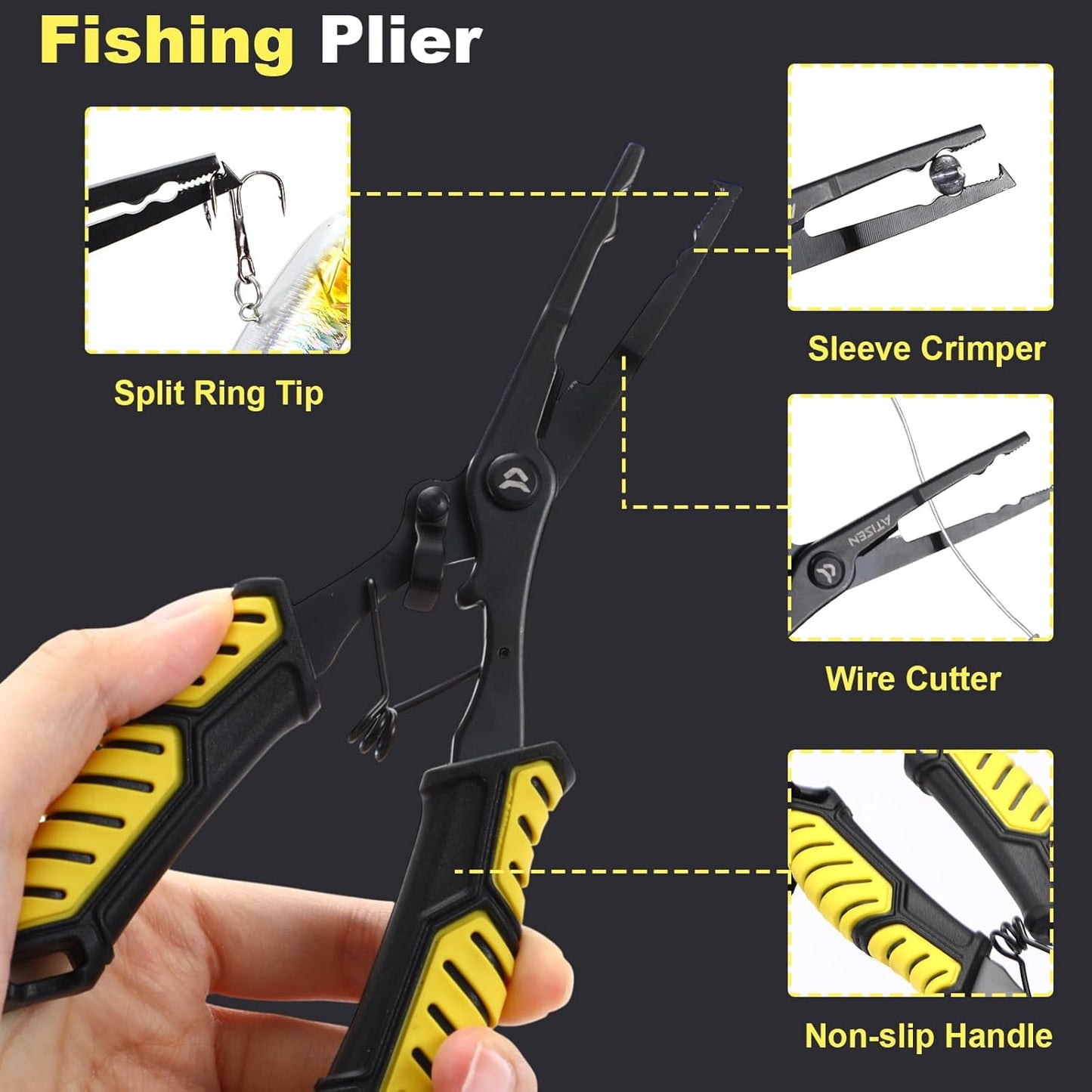 Fishing Lip Gripper Pliers - Stainless Steel Multifunction Tool Kit with Lanyard | Perfect for Fly Fishing & Easter Gifts