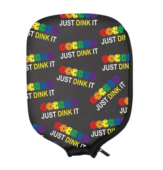 PWHAOO 2PC Pickleball Paddle Covers Funny Pickleball Paddle Pouch Gift Impeccable Gift For Pickleball Players & Fans (JUST DINK IT Paddle)