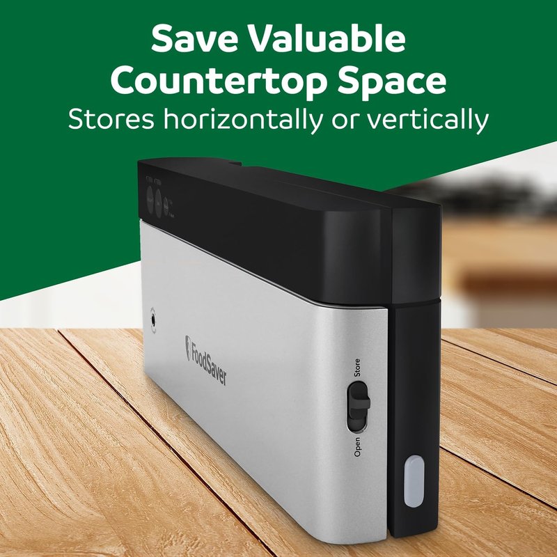 FoodSaver PowerVac Compact Vacuum Sealing Machine - Stainless Steel & Black | Preserves Freshness for Dry & Wet Food