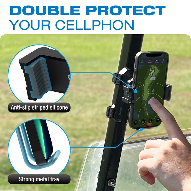 Dprofy Golf Phone Holder, Golf Cart Phone Holder with Hook and Loop, Golf Cart Accessories Golf Gifts for Men/Women, Universal Fit