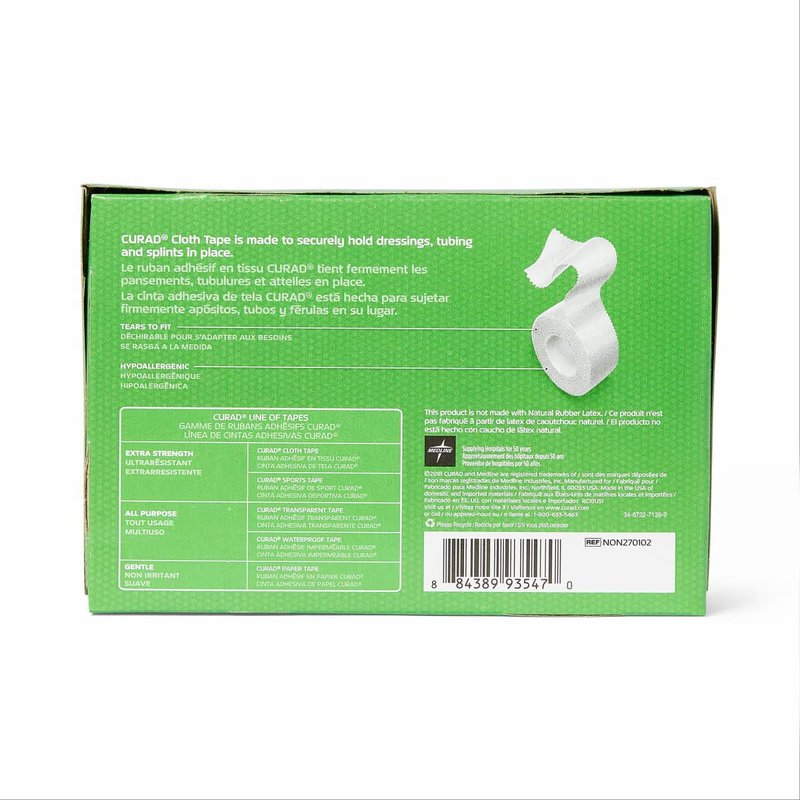 CURAD Cloth Silk Adhesive Medical Tape, 2 Inch x 10 Yard Roll, Box of 6