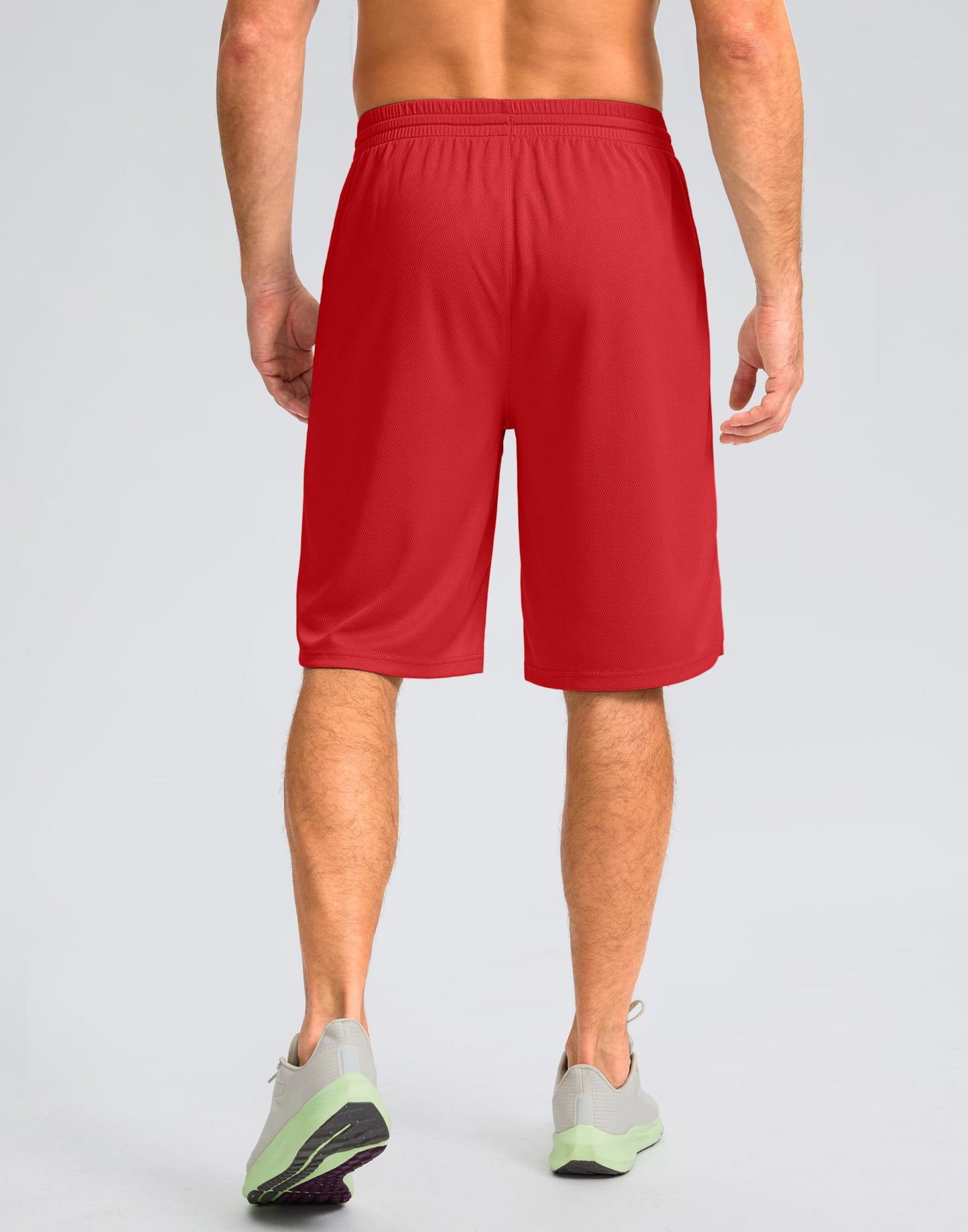 Men's Athletic Shorts with Pockets 9" / 11" Long Basketball Shorts Lightweight Quick Dry Gym Workout Shorts for Men(Red,4XL)