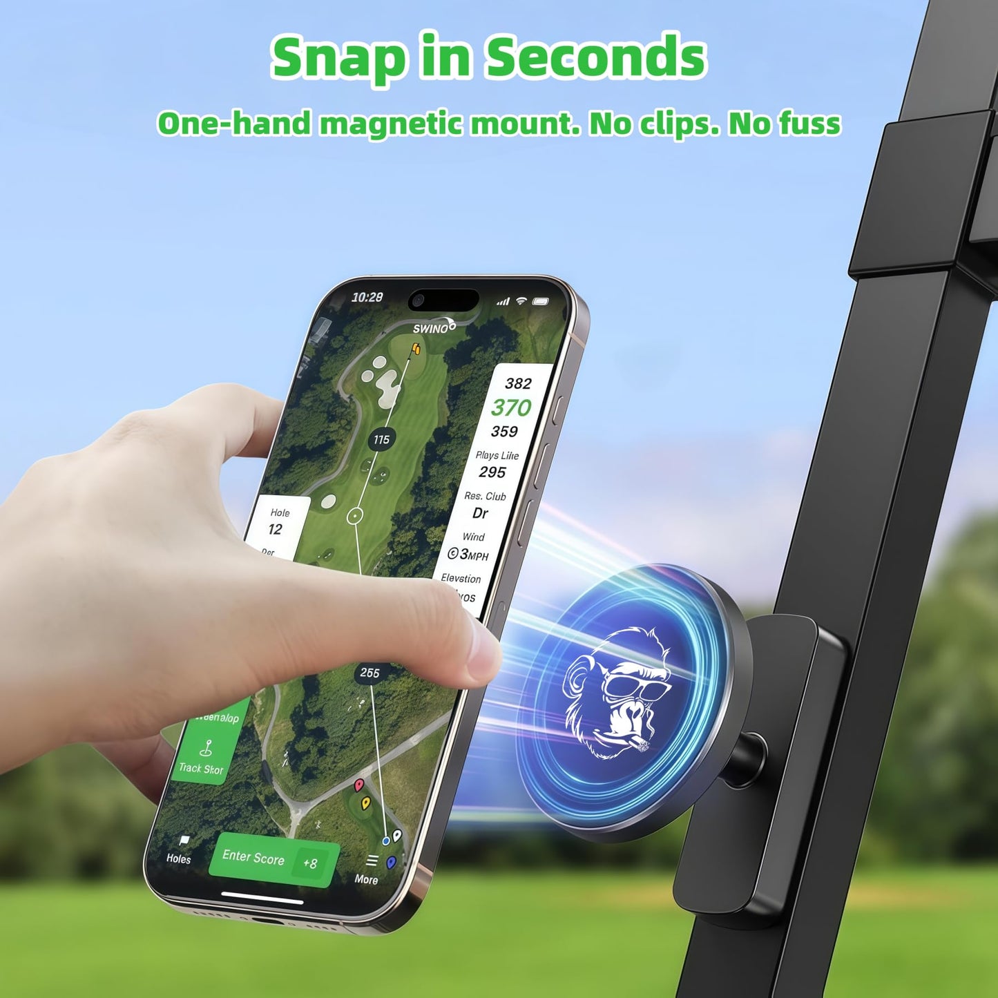 Gorilla Magnetic Golf Cart Phone Holder Compatible with iPhone 17 Pro Max Plus 16 15 14 13 12 Fits EZGO, Club Car, Yamaha, Golf Cart Accessories Essentials Gift for Friend Men Women