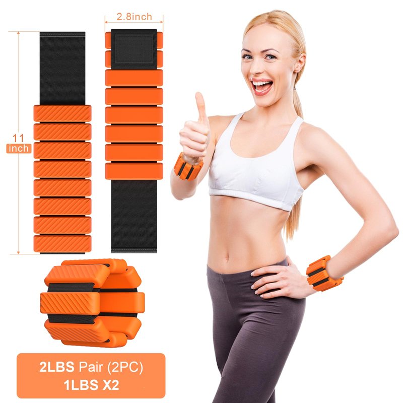 Pilates Wrist and Ankle Weights for Women, Adjustable 2 lbs Weighted Bangles for Men 1LB Each Arm Bands Foot Leg Weights for Walking Yoga Training Exercise Running Set of 2 (Pink)