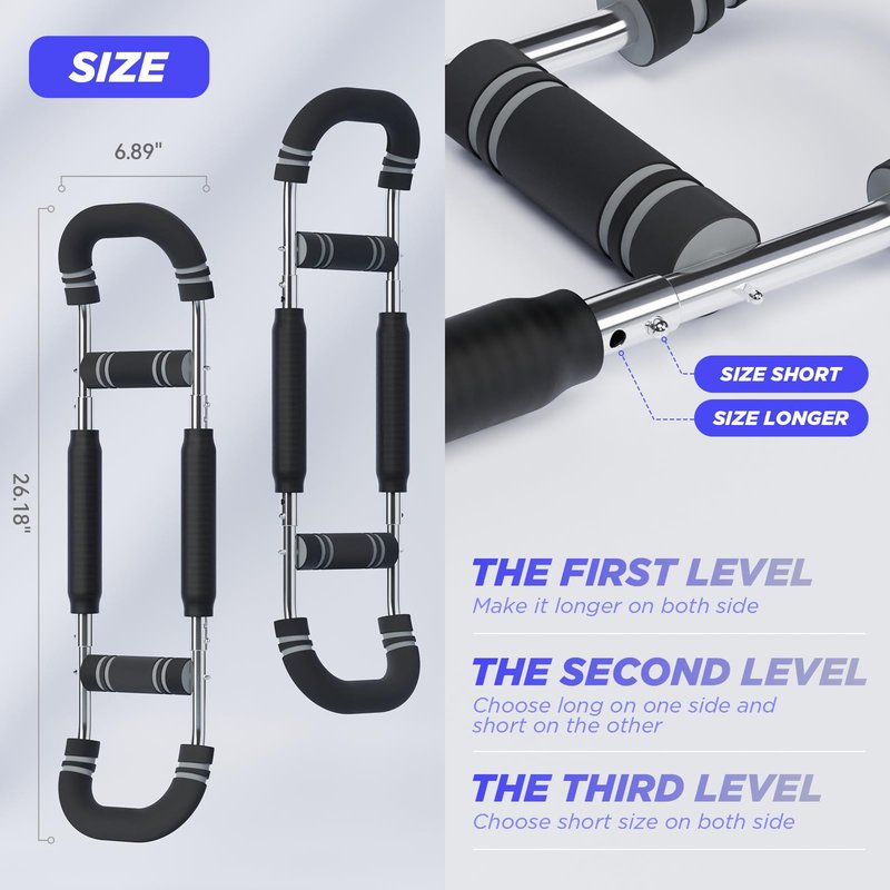 M Mike Sport Twister Arm Trainer, Adjustable Chest Workout Equipment, Twister Arm Chest Exerciser Home Gym Strength Trainer, Portable Detachable Spring Workout Bar Home Fitness Equipment,70-110lbs