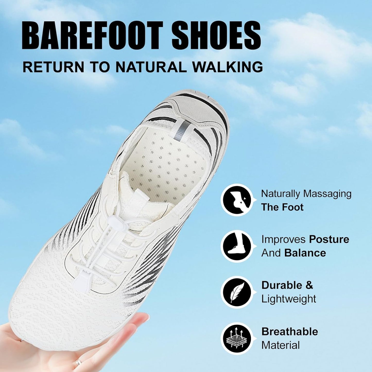 Barefoot Hike Shoes for Men & Women - Breathable Non-Slip Athletic Footwear | Wide Toe Water Shoes for Walking, Running & Swimming