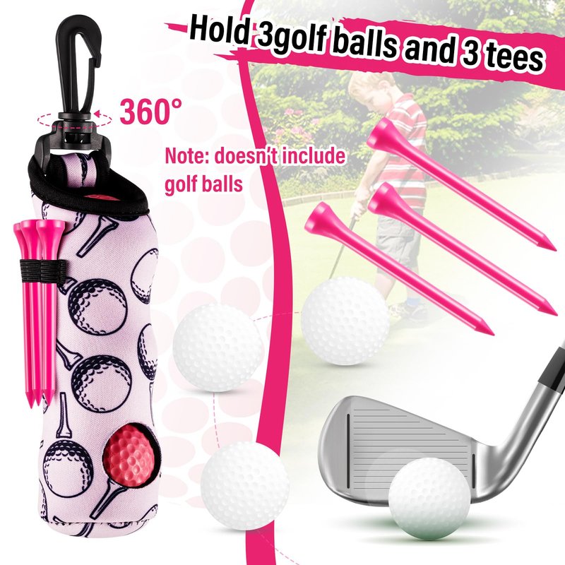 Liliful 12 Pcs Golf Accessories Kit, Include Golf Ball Bag with Hook Towel Tees Magnetic Ball Marker Divot Tool Cleaner Brush for Women Man Gifts(Pink)