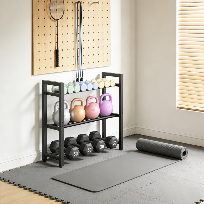 Dumbbell Rack Stand Only, Weight Rack for Home Gym, Heavy-Duty Kettlebell Rack, 3 Tier Adjustable Weight Storage Racks, Space-Saving Home Gym Organizer