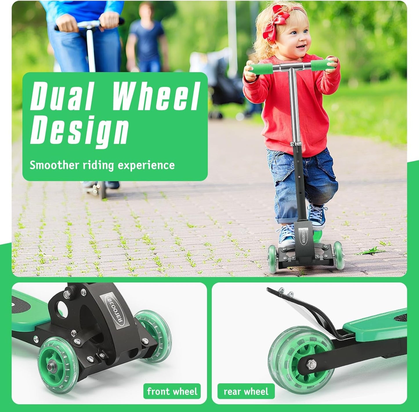 Kids Kick Scooter - 3-Wheel Design for Stability & Safety | Adjustable Height