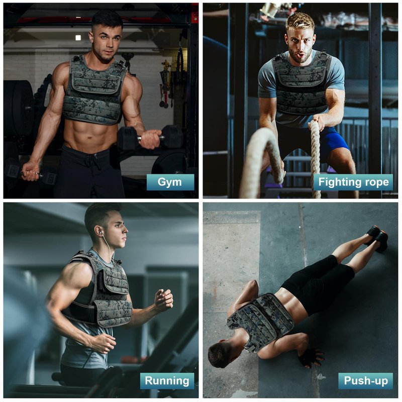 Adjustable Weighted Vests for Men, 44LB Adjustable Weight Vest with 19 Cast Iron Weights for Strength Training