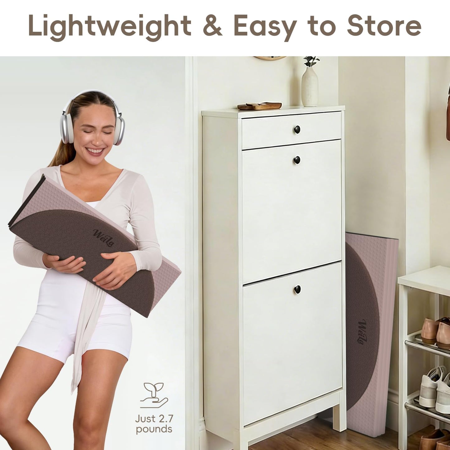 WeiLa Foldable Yoga Mat,10mm Extra Thick,Extra Long (75"x26") for Women&Men