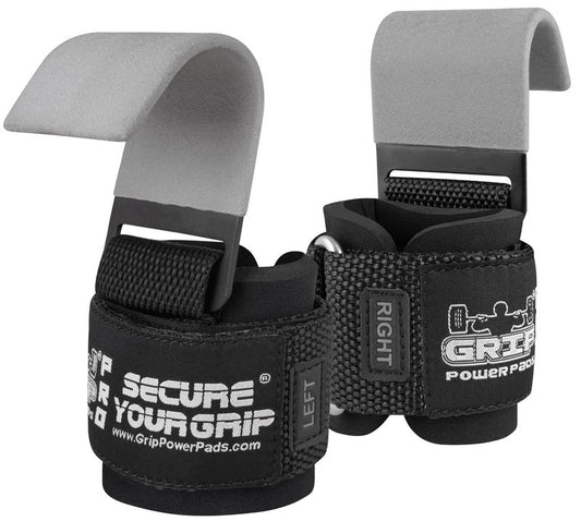 Weight Lifting Hooks Heavy Duty PRO Lifting Wrist Straps Deadlift Straps Power Lifting Grips Weightlifting Gym Gloves Men & Women (Gray, Men-Wrist Size Large)