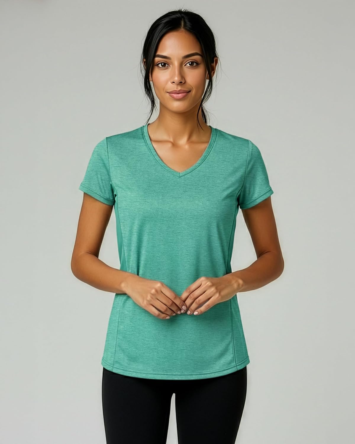 Women's Dry-Fit V-Neck T-Shirt - 5 Pack Workout & Yoga Tops | Plus Size Available