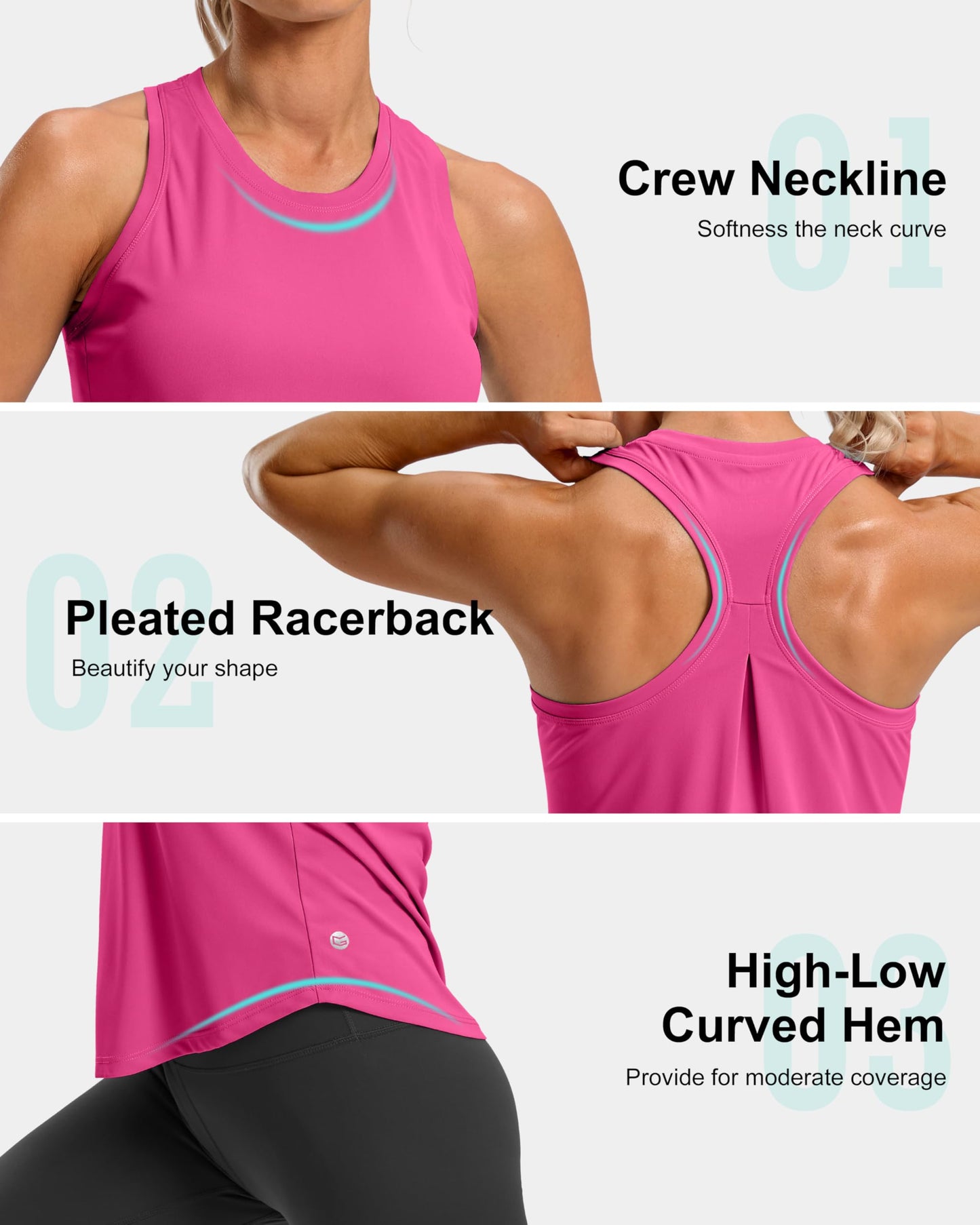 G Gradual Women's Workout Tank Tops Racerback Athletic Yoga Tops Loose Fit Sleeveless Running Gym Sports Shirts for Women(Magenta,XXL)