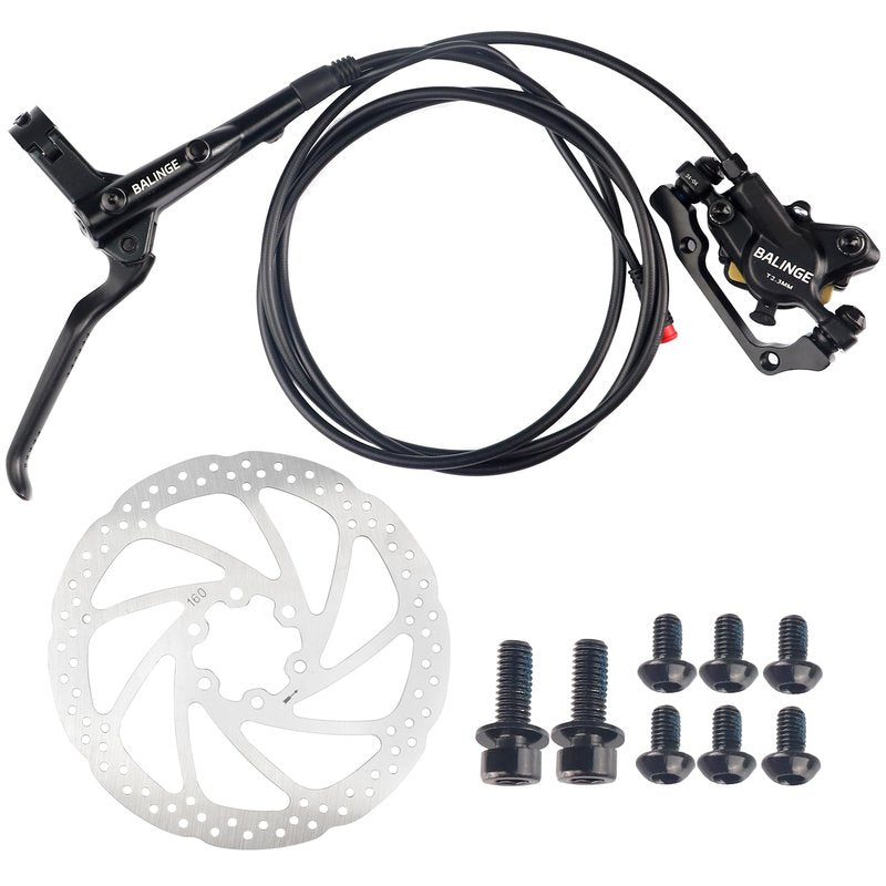 E-bike Hydraulic Brake 2-Pin Power-off Connector 2-Pistons E-Bike Electric Power-Off Hydraulic Rear Brake with 160mm 6 bolts Disc Rotor, Hydraulic Disc Brake Caliper Lever for e-Bike, Fat Bike