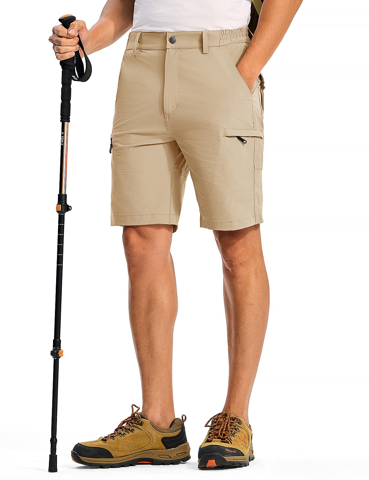TBMPOY Men's 9" Golf Shorts Lightweight Quick Dry Hiking Short Khaki 32