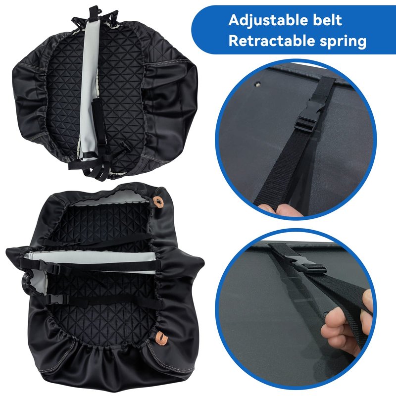 XUANYUDG0769 Golf Cart Front Seat Covers for Club Car Precedent Onward Tempo OEM Ordinary Seat Cushion, Vinyl Leather Made Adjustable Straps and Retractable Buckle/No Stapler Required - Black