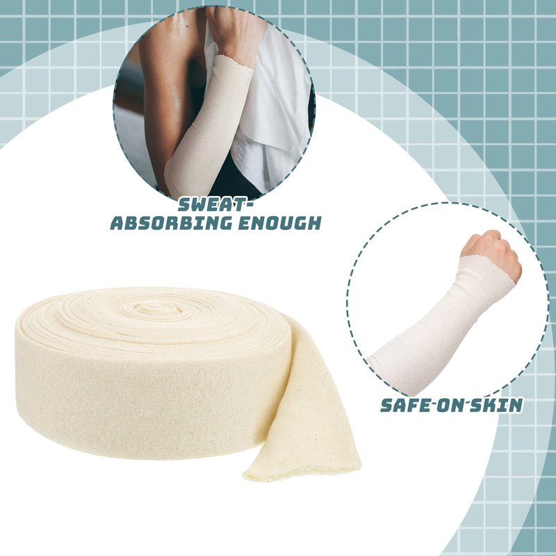 Preboun 2 Rolls Cotton Stockinette Tubular Bandage 11 Yard Comfortable Arm Stockinette Tubing Reusable Elastic Bandage Sleeve for Ankles and Elbows(2 Inch)