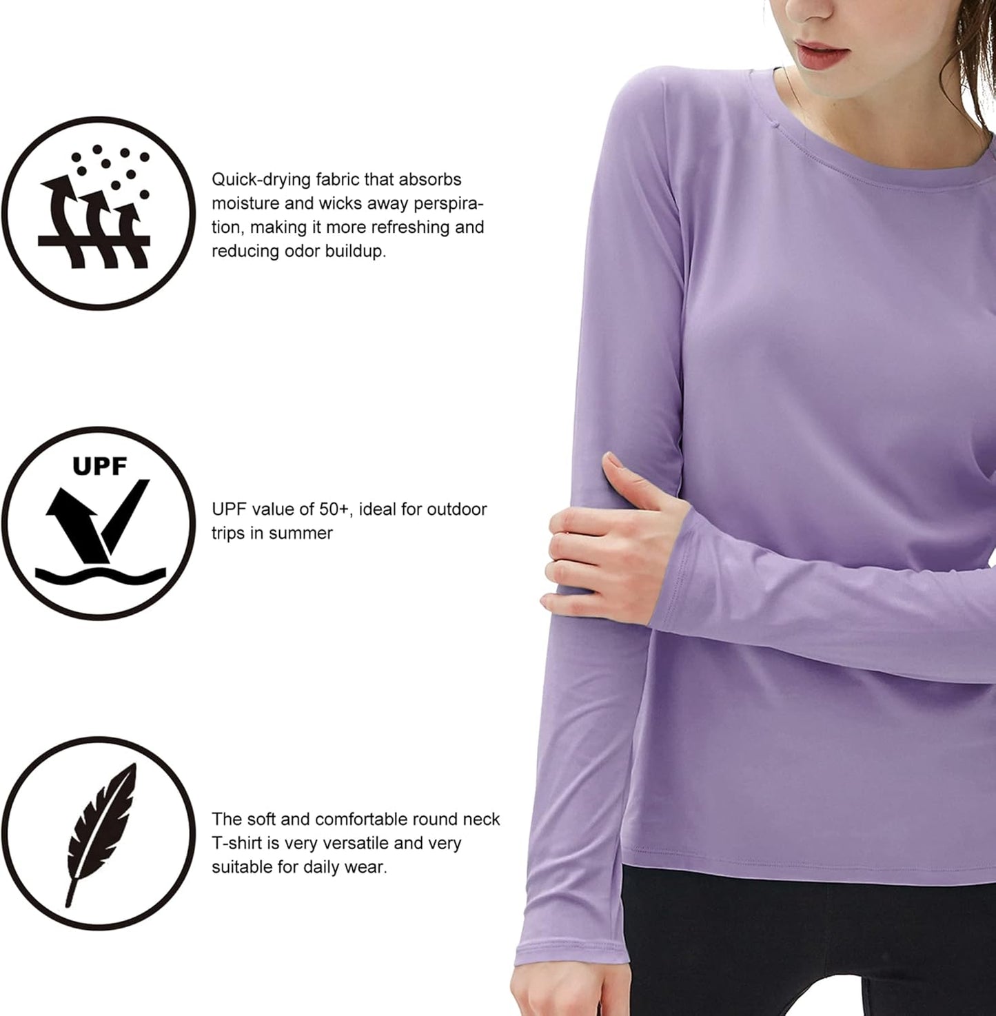 Women's UPF 50+ Sun Protection Long Sleeve Rash Guard - Athletic Swim & Workout Shirt | Ideal for Hiking & Running