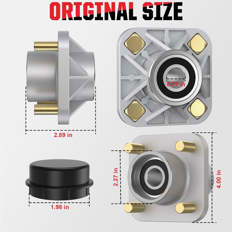 VYYOKMU Club Car Front Wheel Hub Assembly, Golf Cart Wheel Bearings with Dust Cover for Club Car DS&Precedent(2003-UP) and Tempo(2018-UP) Gas&Electric Golf Cart, OEM# 102357701 (2PCS)