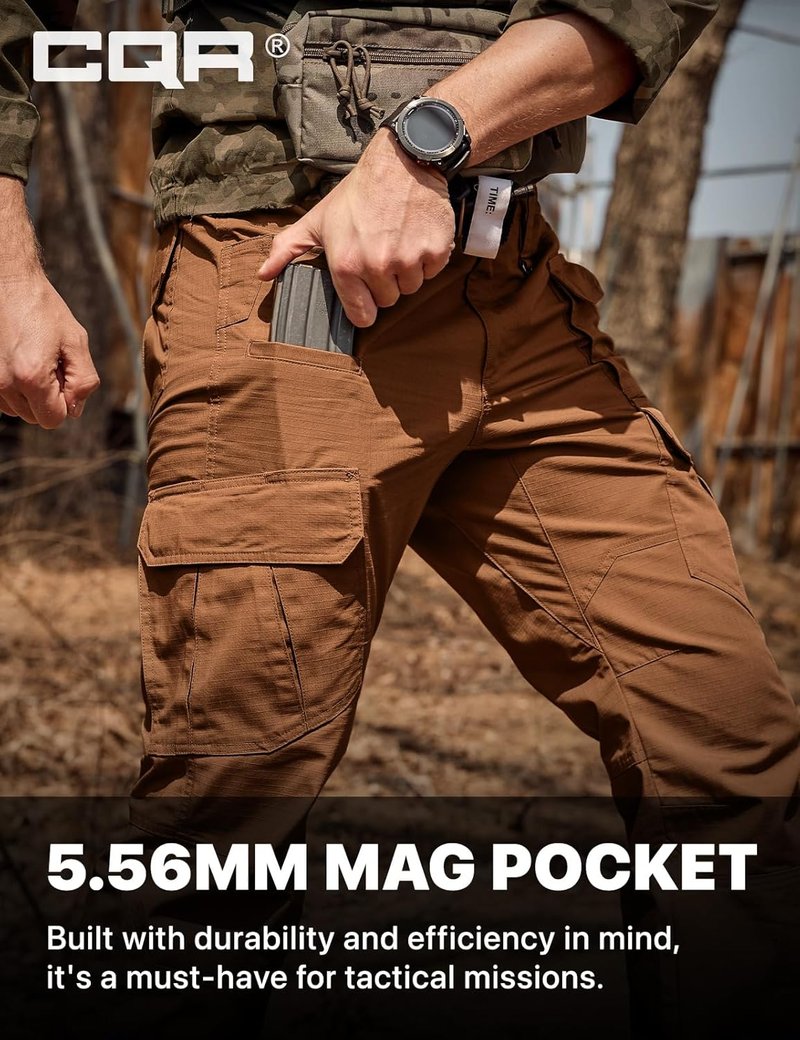 CQR Men's Tactical Pants - Water Resistant Ripstop Cargo Design | Lightweight EDC Work & Hiking Wear